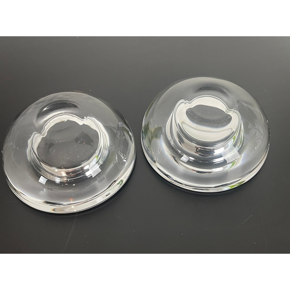 00419 - Set of 2 Clear Glass Tea Light Candle Holders Heavy Bowl Votive Holders‎ - Picture 9 of 11